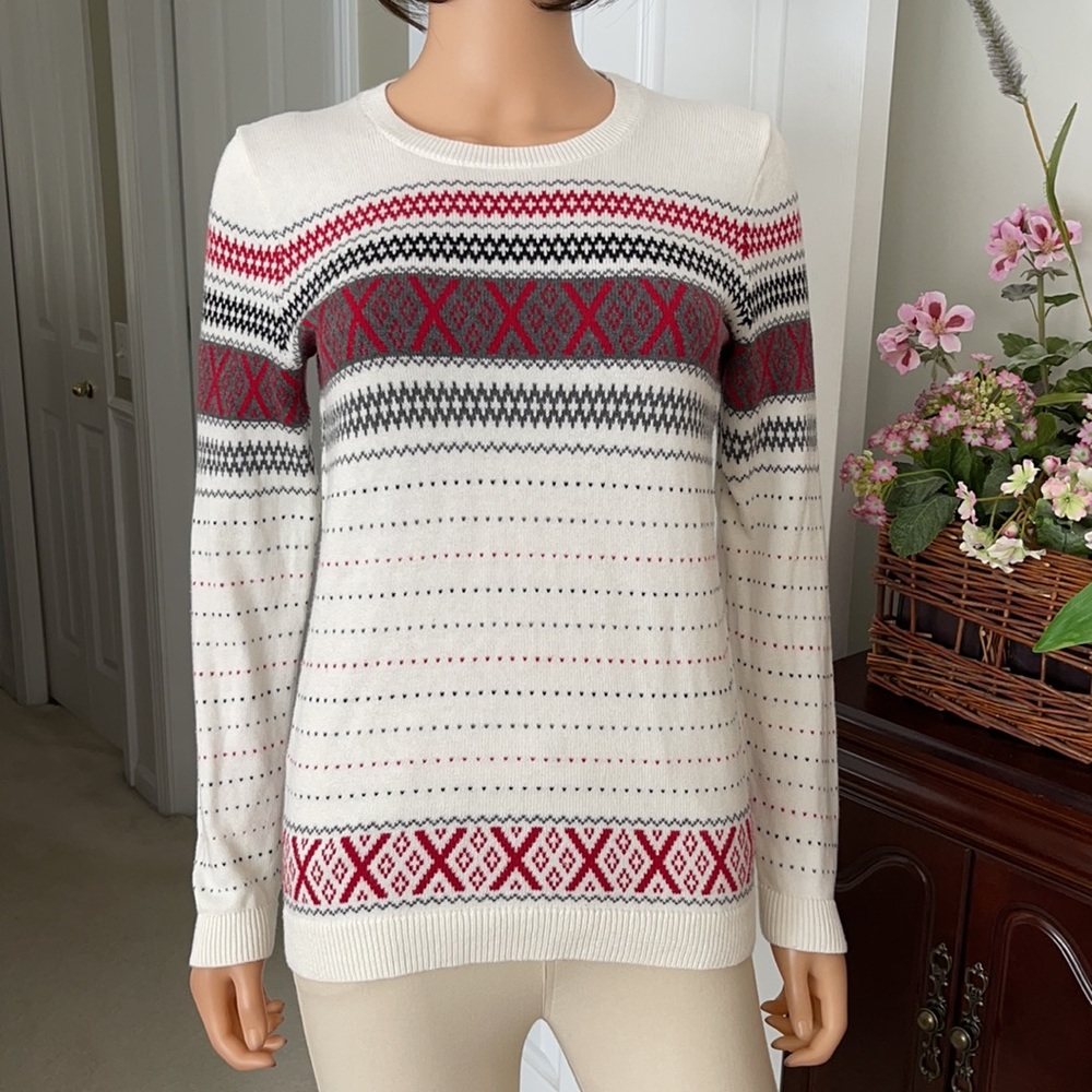 Talbots cotton pattern pullover sweater - Picture 2 of 10